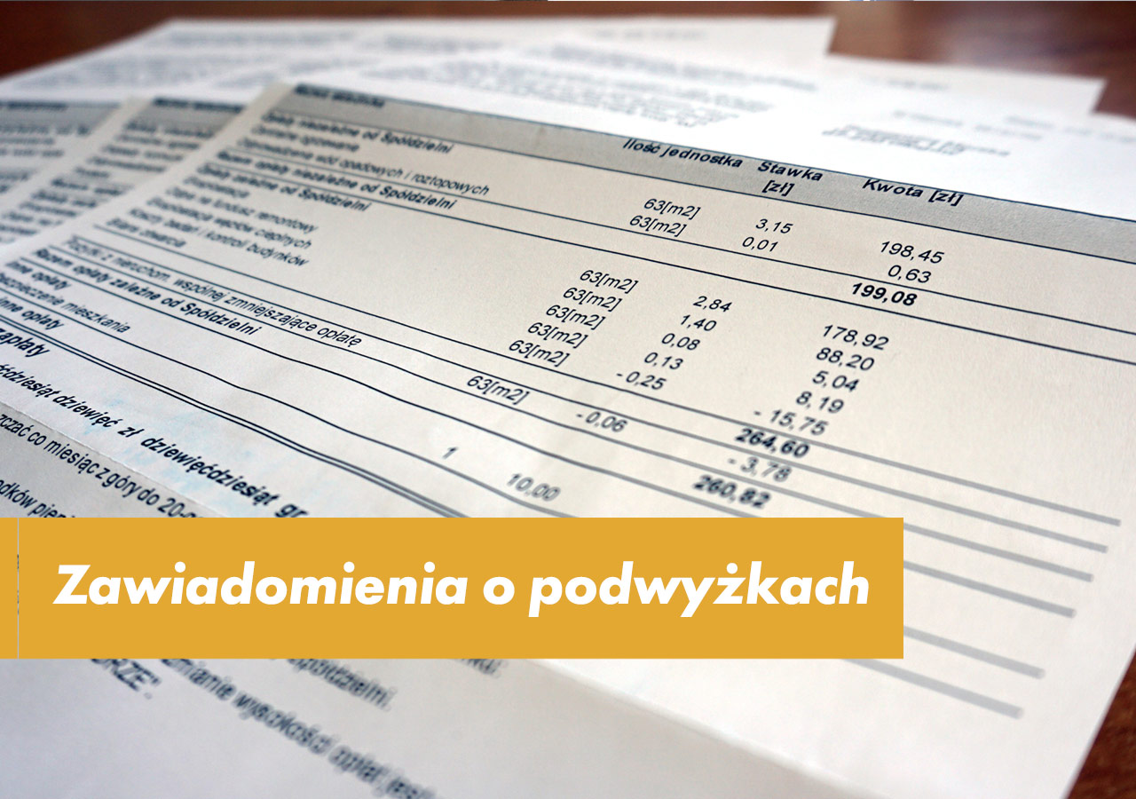 Zawiadomienia o podwyżkach